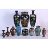 A COLLECTION OF 19TH CENTURY JAPANESE MEIJI PERIOD CLOISONNE ENAMEL VASES in various forms and sizes