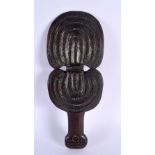 A RARE EARLY 20TH CENTURY MAORI TRIBAL NEW ZEALAND CARVED WOOD HAND CLUB Kotiate, with chip carved d