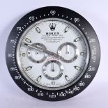 A ROLEX SHOP DISPLAY ADVERTISING WALL CLOCK. 33 cm diameter.