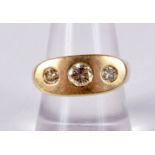 AN 18CT GOLD AND DIAMOND GYPSY RING, Stamped 18K, Size P. weight 10.6g