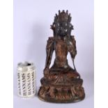 A LARGE POLYCHROMED LACQUER BRONZE FIGURE OF A BUDDHA 20th Century. 30 cm x 8 cm.
