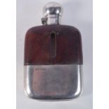 A 1950S SILVER AND LEATHER HIP FLASK. Sheffield 1950. 348 grams. 14.5 cm x 8.5 cm.