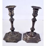 A PAIR OF VINTAGE FRENCH CARTIER SILVER CANDLESTICKS. 1426 grams overall. 19 cm x 11 cm.