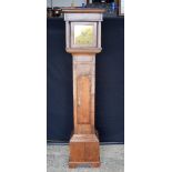 AN ANTIQUE OAK GRANDMOTHER CLOCK by Fletcher of Chester. 150 cm x 36 cm.