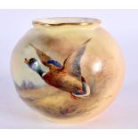 Royal Worcester vase, shape G161, painted with a duck by Jas. Stinton, signed, date 1912 NB. Ducks a