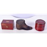 THREE BOXED INKWELLS. Largest 9.5 cm x 5 cm. (3)