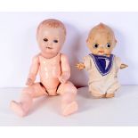 A Hugo Wiegland Composition Doll together with another doll 37 cm (2).