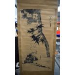 TWO VINTAGE CHINESE SCROLLS and a similar Japanese embroidered scroll. Largest 188 cm x 75 cm. (3)