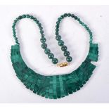 A MALACHITE NECKLACE. 38cm long