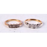 TWO 9CT GOLD AND DIAMOND RINGS. 5.2 grams. M & P. (2)