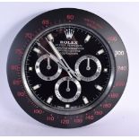 A ROLEX SHOP DISPLAY ADVERTISING WALL CLOCK. 33 cm diameter.