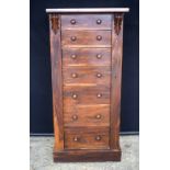 AN ANTIQUE SIMULATED ROSEWOOD WELLINGTON CHEST. 103 cm x 46 cm x 34 cm.