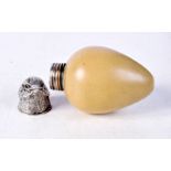 A VICTORIAN SILVER MOUNTED PORCELAIN EGG SCENT BOTTLE. 28 grams. 6 cm x 3.5 cm.