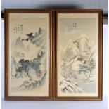 Chinese School (Early 20th Century) Pair, Watercolours. 88 cm x 38 cm.