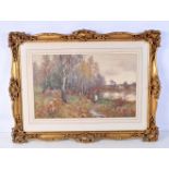 Mary S Hagarty 1885-1930 A framed watercolour of a rural scene 33 x 53 cm.