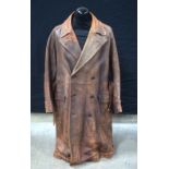 A vintage Waring full length leather coat 130 cm .
