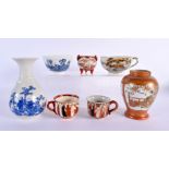 A GROUP OF 19TH/20TH CENTURY JAPANESE MEIJI PERIOD PORCELAIN in various forms. Largest 14 cm high. (