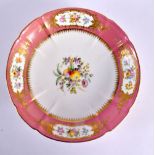19th century Coalport circular dish painted with flowers and fruit by Wm. Cook, made for Daniell & C