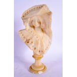 AN EARLY 20TH CENTURY EUROPEAN CARVED ALABASTER BUST. 24 cm x 8 cm.