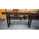 A LARGE 19TH CENTURY CHINESE HONGMU CARVED WOOD ALTRAR TABLE Qing. 205 cm x 45 cm x 105 cm.