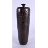 A 19TH CENTURY JAPANESE MEIJI PERIOD SLENDER BRONZE VASE by Jyoun, decorated with a dragon with gold