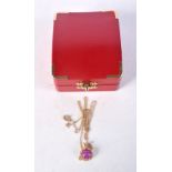 A 14CT GOLD RUBY PENDANT NECKLACE. 3 grams. 45 cm long, pendant 1.5 cm x 1 cm.