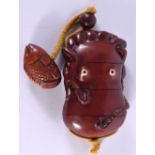 A JAPANESE CARVED BOXWOOD OCTOPUS INRO with netsuke. Inro 10 cm x 6 cm.