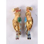 TWO SILVER AND ENAMEL BIRD PENDANTS. Stamped Silver, 3.8cm x 0.9cm, total weight 5.4g (2)