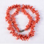 A CORAL NECKLACE. 46 cm long.