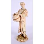 Royal Worcester figure of a middle eastern man with a water pot, painted in two tone ivory and other