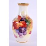 Royal Worcester vase, shape 2491, painted with autumnal leaves and berries by K. Blake, signed, bla