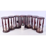 A collection of large wooden 5 minute sand timers 27 cm (7).