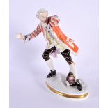 A CHARMING BING & GRONDAHL PORCELAIN FIGURE OF A MALE modelled throwing a snowball. 17 cm x 9 cm.