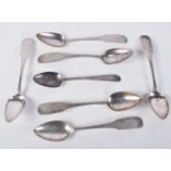 SEVEN EARLY SILVER SPOONS. 112 grams. 15 cm long. (7)