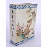 A CHINESE FAMILLE ROSE PORCELAIN BOOK 20th Century. 15 cm x 12 cm.