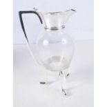 A CHRISTOPHER DRESSER STYLE GLASS CLARET JUG. 1315 grams. 25 cm x 16 cm.