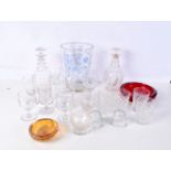 A collection of glassware, decanters, glasses, vases etc (Qty).