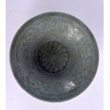 A CHINESE CRACKLED GLAZED CELADON BRUSH WASHER 20th Century. 14 cm diameter.