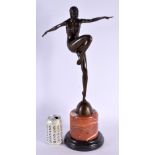 A CONTEMPORARY BRONZE FIGURE OF AN ART DECO DANCER. 53 cm high.