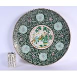 A LARGE 19TH CENTURY JAPANESE MEIJI PERIOD AO KUTANI PORCELAIN CHARGER painted with figures. 44 cm d