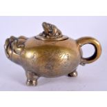 AN EARLY 20TH CENTURY CHINESE BRONZE BEAST TEAPOT AND COVER Late Qing/Republic, decorated with figur