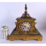 A 19TH CENTURY FRENCH BRONZE AND SEVRES PORCELAIN CLOCK. 32 cm x 20 cm.