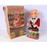 A boxed battery operated tin plate Bartender 31 cm .