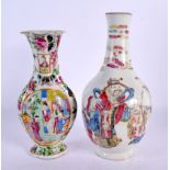 A MID 19TH CENTURY CHINESE FAMILLE ROSE PORCELAIN VASE Qing, together with a Canton famille rose vas