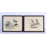 Pierre Olivier Dubaut (1886-1968) Pair, Watercolours, Polo. 24 cm x 18 cm.