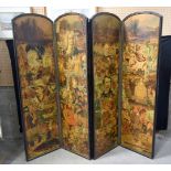 A 19th Century four section decoupage screen 185 x 204 cm