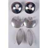 A PAIR OF SILVER VANZI OF FIRENZE EARRINGS TOGETHER WITH 2 OTHER MODERNIST STYLE PAIRS. Stamped 925