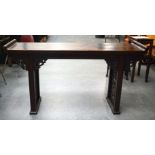 A LARGE 19TH CENTURY CHINESE CARVED WOOD ALTAR TABLE. 88 cm x 163 cm x 44 cm.