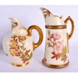 Royal Worcester jug of elephant tusk shape painted with flowers on an ivory ground date mark 1888 an