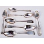 SEVEN EARLY SILVER SPOONS. 346 grams. 24 cm long. (7)